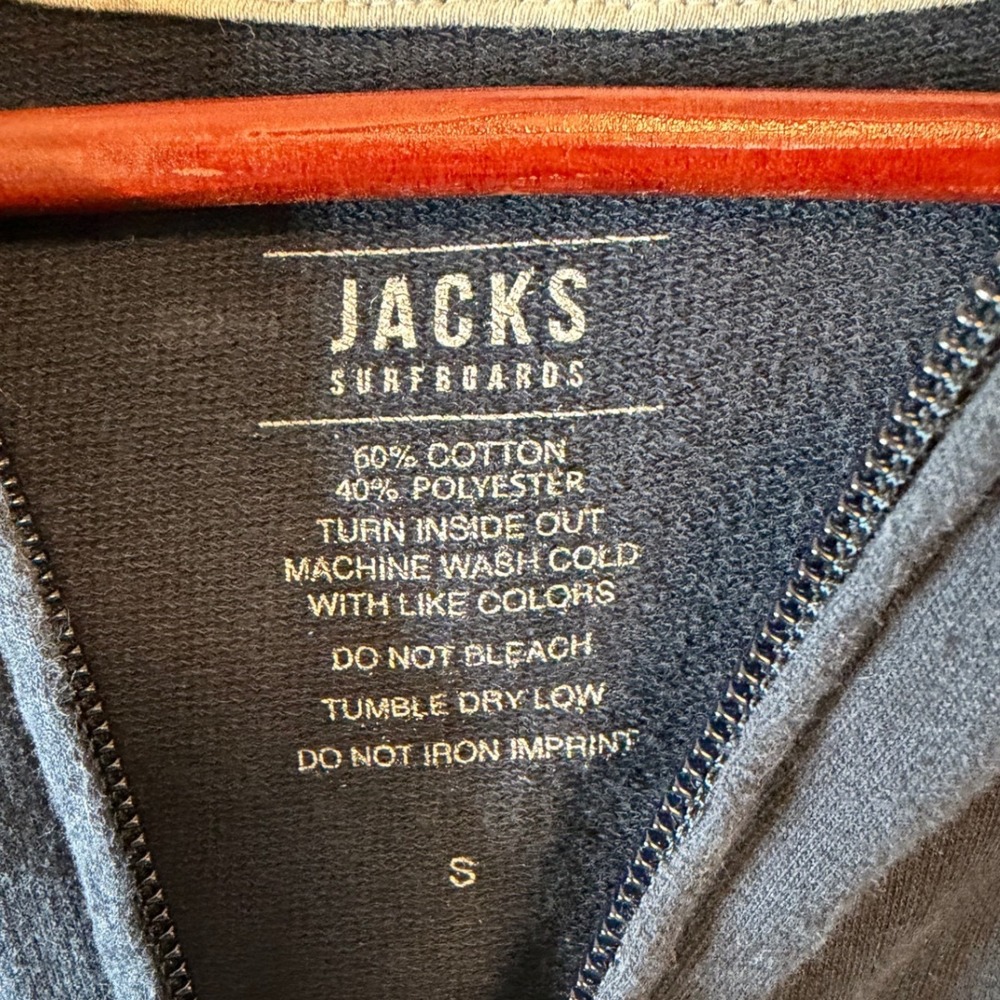 Jacks Surfboards Mens Full Zip Hoodie Navy Blue Logo Graphic Sweatshirt Small - Picture 3 of 8